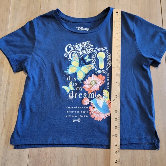 Disney Alice in Wonderland Top Graphic Tee Shirt Juniors Sz M Blue Dream - Picture 4 of 6